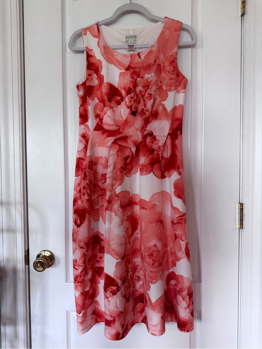 Nine West Coral and White Floral Midi Dress